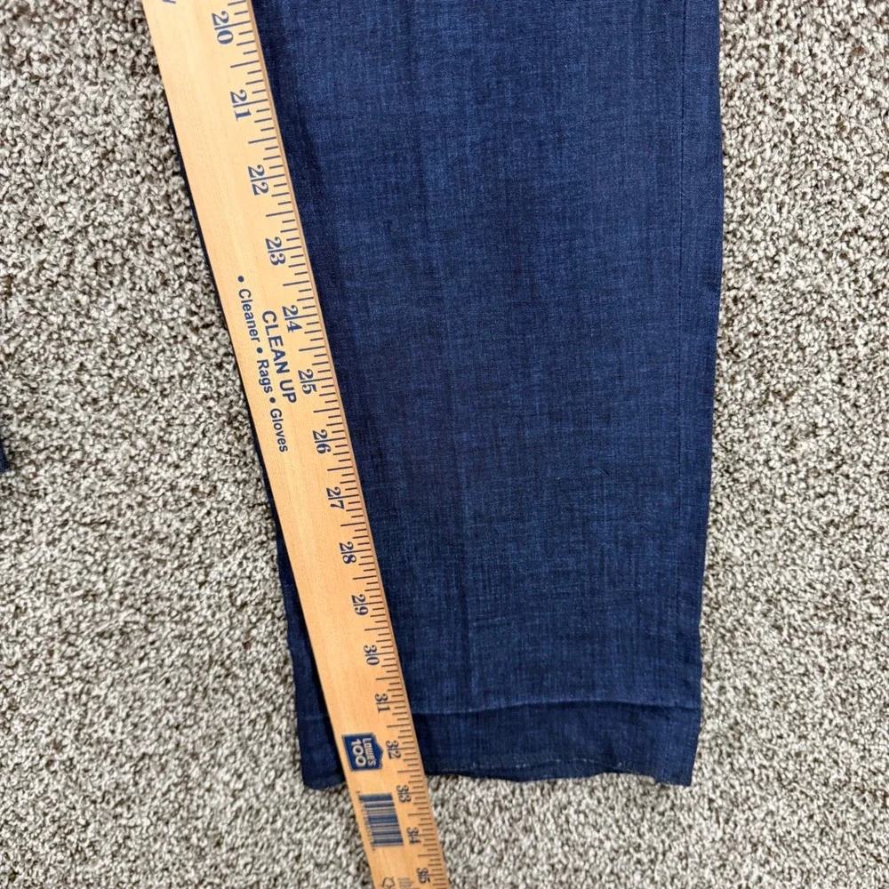 J Crew Ludlow Slim Pants Mens 32/32 Blue Ormezzano Linen Trousers UNHEMMED